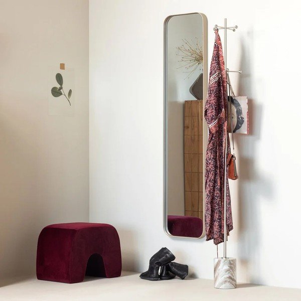 Puf burgundy cu tapițerie din catifea Lucen – WOOOD-image-2