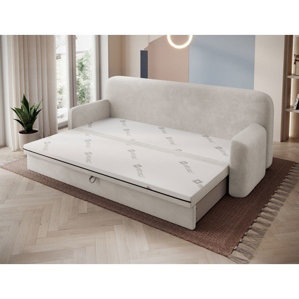 Canapea bej extensibilă/cu spațiu de depozitare cu tapițerie din catifea reiată  236 cm Elioss – ELTAP-image-2