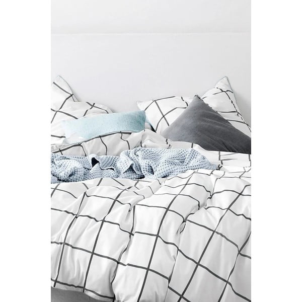 Lenjerie de pat alb din bumbac pentru pat dublu-extins și cearceaf 200x220 cm – Mila Home