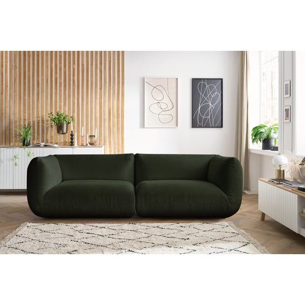 Canapea verde cu tapițerie din catifea reiată  260 cm Lecomte – Bobochic Paris-image-1