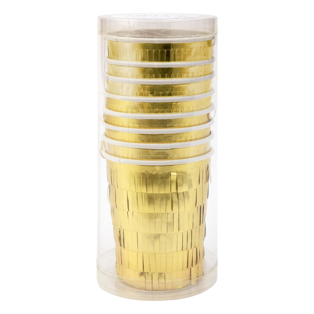 Pahare de unica folosinta 8 buc. din hartie Gold Fringe Party – Meri Meri