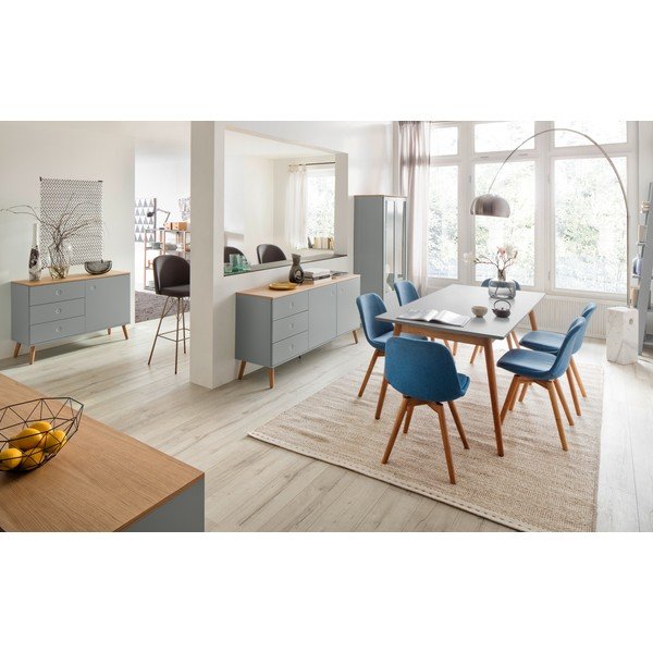 Dulap cu detalii în decor de stejar cu 3 sertare Tenzo Dot, gri-image-4