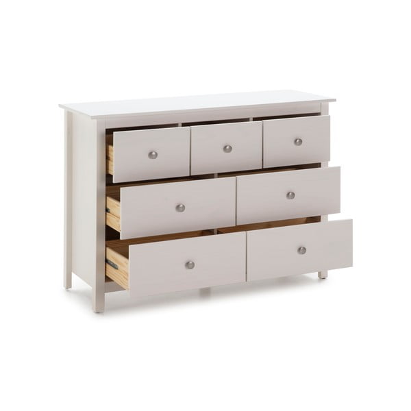 Comodă albă joasă din lemn de pin 110x80 cm Berna – Marckeric-image-3