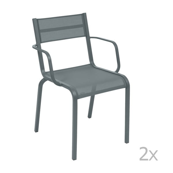Set 2 scaune de grădină Fermob Oléron Arms, gri închis