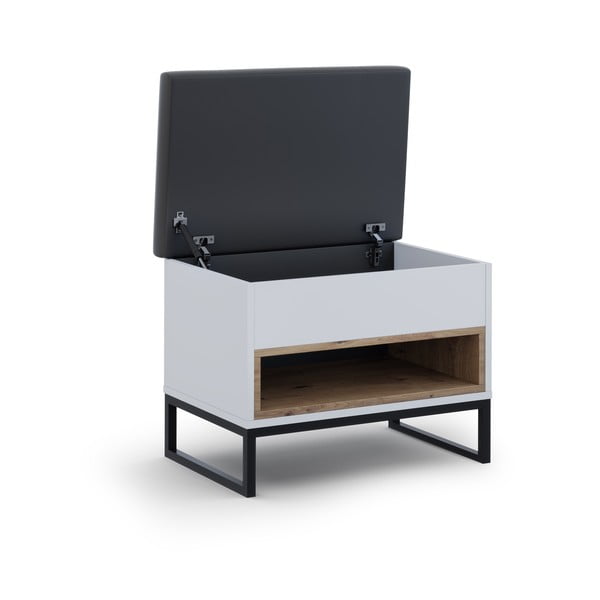 Dulap de pantofi alb cu bancă Olis - Cosmopolitan Design-image-2