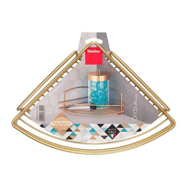 Raft pentru baie auriu de colț din oțel Onda – Metaltex-image-2