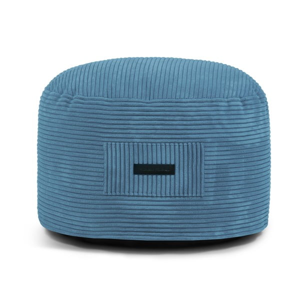 Taburet albastru cu tapițerie din catifea reiată Om 60 – SLOWDOWN