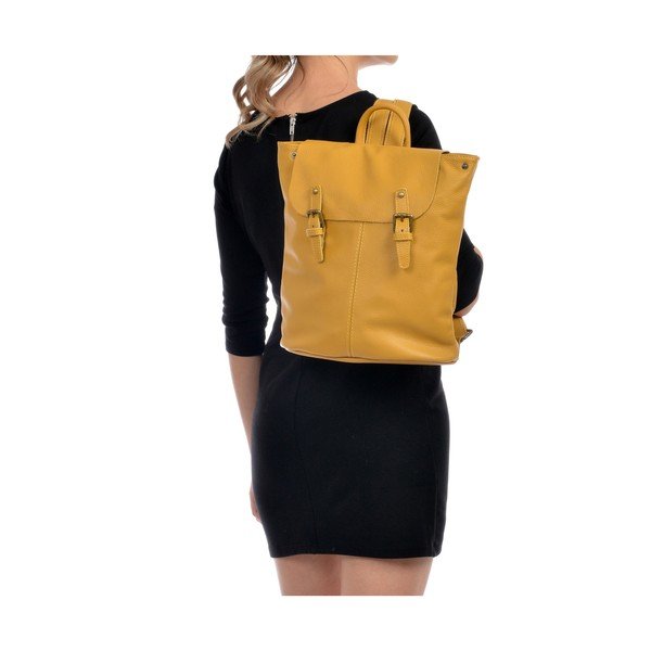 Rucsac din piele Roberta M, galben-image-4