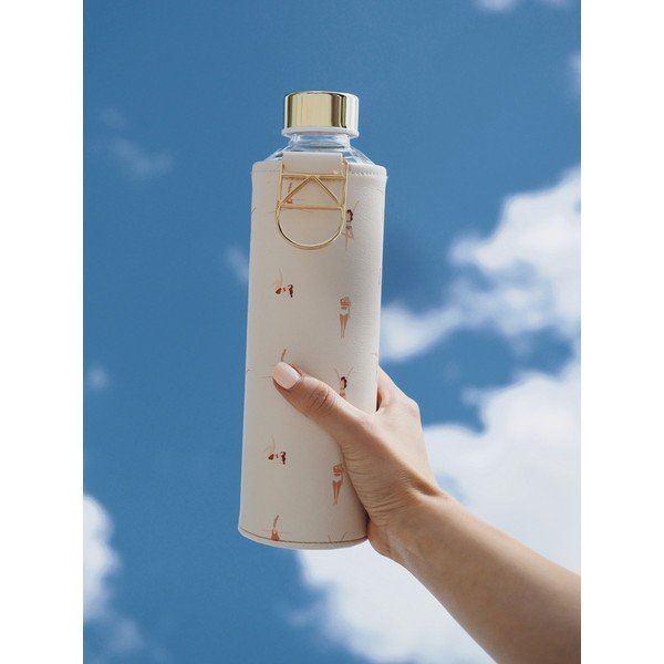 Sticlă din sticlă borosilicată cu husă din piele artificială Equa Mismatch Playa, 750 ml, bej-image-2