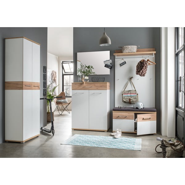 Panou de agățat diverse alb/în culoare naturală cu aspect de lemn de stejar Topix – Germania-image-1