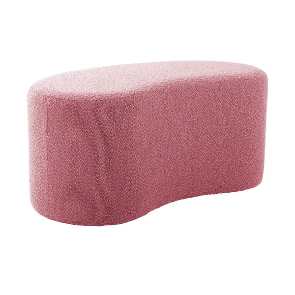 Taburet roz cu tapițerie din țesătură bouclé Ada – Leitmotiv
