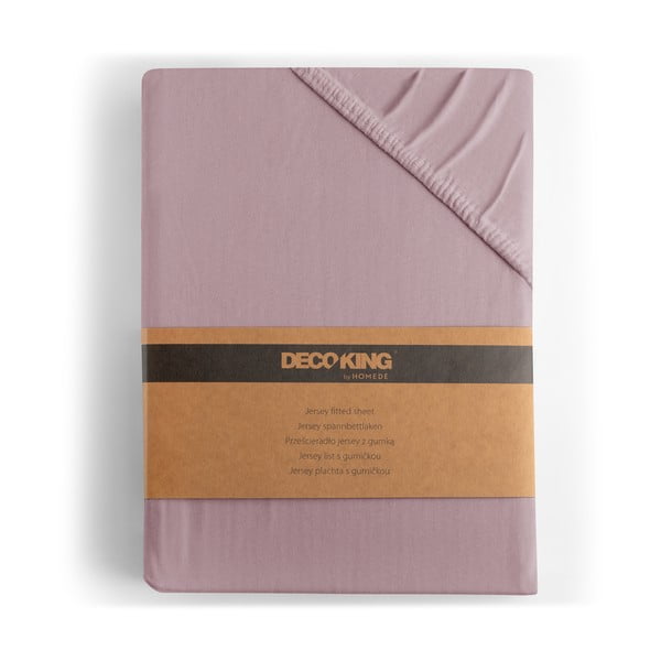 Cearceaf roz prăfuit din jerseu cu elastic 180x200 cm Amber – Restilo-image-4