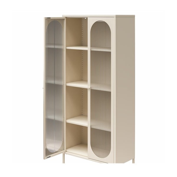 Vitrină crem din metal 80x186x40 cm Luna – Støraa-image-3