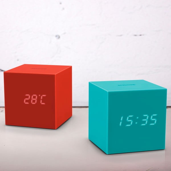 Ceas deșteptător cu LED Gingko Gravity Cube, turcoaz-image-1