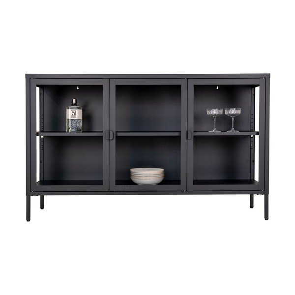 Vitrină neagră din metal 140x85 cm Brisbane – House Nordic-image-3