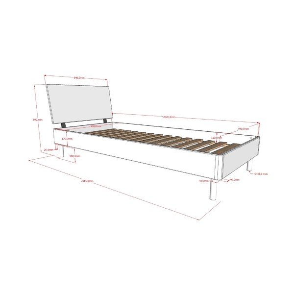 Pat în culoare naturală din lemn de stejar cu somieră 90x200 cm Forrest – Vipack-image-2