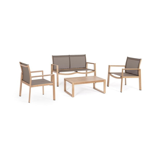 Set mobilier de grădină în culoare naturală din aluminiu pentru 4 persoane Kallen   – Bizzotto-image-3