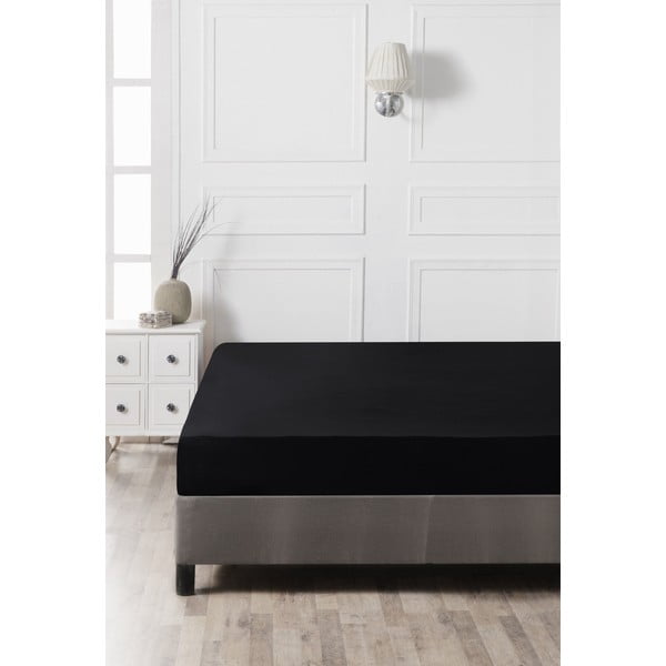 Cearceaf negru din bumbac cu elastic 140x200 cm – Mijolnir-image-2