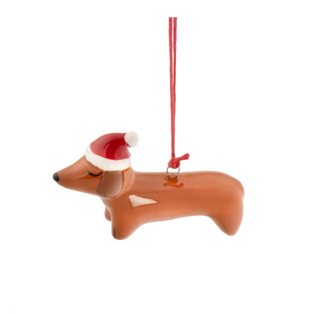 Ornament de Crăciun din ceramică 7,5 cm Sausage Dog – Sass & Belle