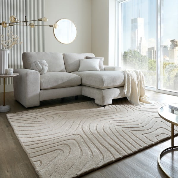 Covor crem țesut manual din lână 200x290 cm Mesmerise Natural – Flair Rugs-image-1