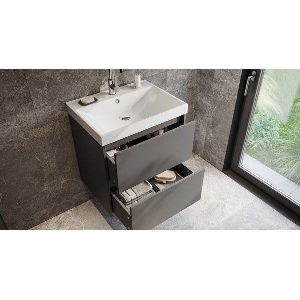 Dulap sub chiuvetă gri antracit suspendat cu aspect mat 61x65 cm Bodera – Germania-image-1