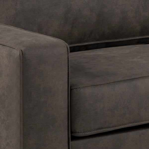 Canapea cu husă din imitație de piele Actona Jesolo, 193 cm, gri antracit-image-1