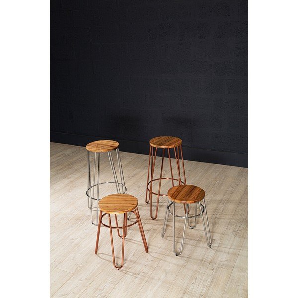 Scaun de bar în culoare naturală/roz auriu din lemn de ulm (înălțime șezut 75 cm) District – Premier Housewares-image-2