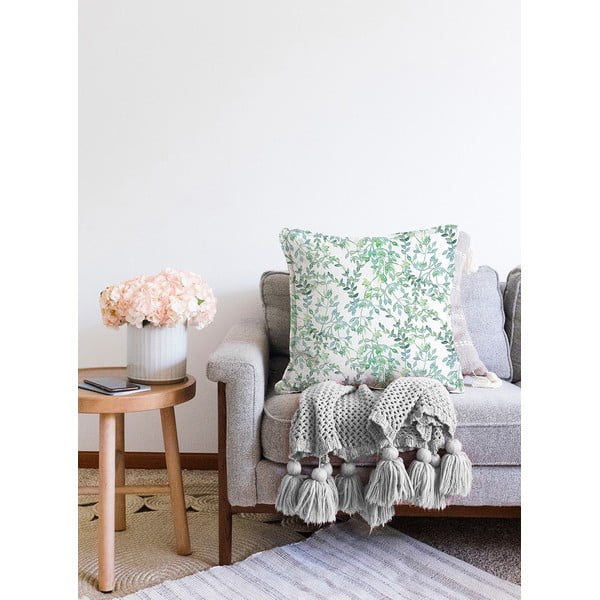 Față de pernă din amestec de bumbac Minimalist Cushion Covers Twiggy, 55 x 55 cm, bej-verde-image-2