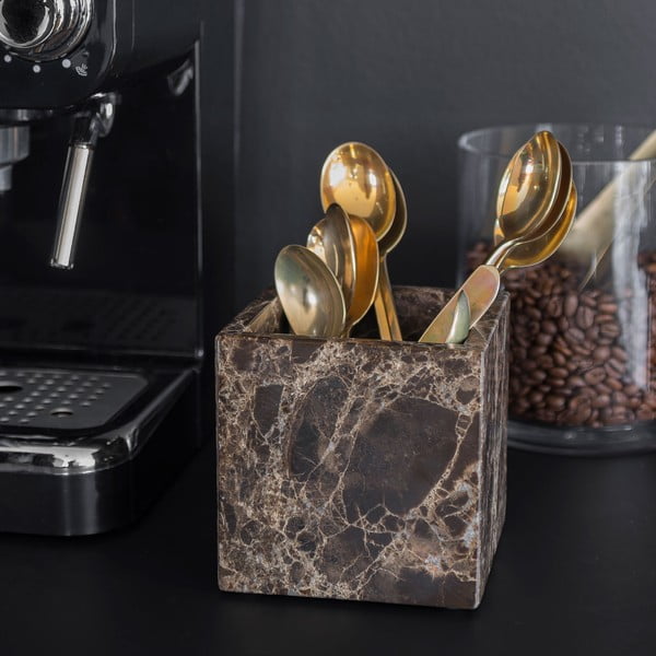 Organizator de baie maro închis pentru dischete demachiante din marmură Marble – Mette Ditmer Denmark-image-4