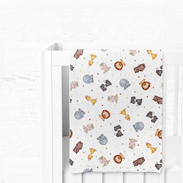 Pătură pentru copii albă din muselină 75x100 cm Zoo – Mijolnir-image-3