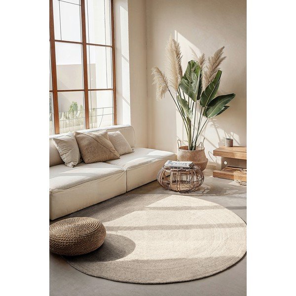 Covor crem reversibil/țesut manual rotund din iută ø 100 cm Braided – Hanse Home-image-1