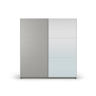 Dulap gri cu oglindă și uși glisante 200x215 cm Lisburn - Cosmopolitan Design