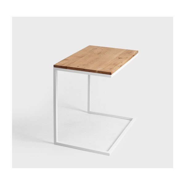 Măsuță cu picioare metalice albe și blat din lemn de stejar CustomForm Lupe-image-4