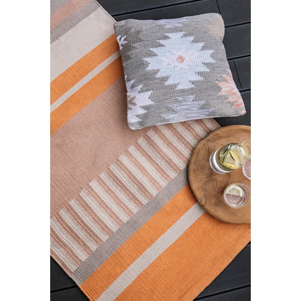 Covor reversibil pentru exterior din plastic reciclat Green Decore Bella, 120 x 180 cm, bej-portocaliu-image-1