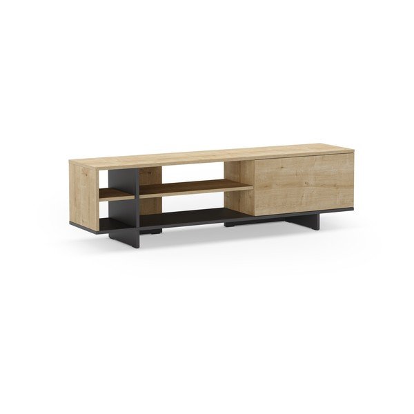 Masă TV în culoare naturală cu aspect de lemn de stejar 160x44 cm Cequoia – Marckeric-image-2