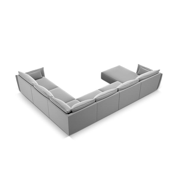Colțar gri deschis cu tapițerie din catifea (cu colț pe partea dreaptă, în formă de "U") Vanda – Mazzini Sofas-image-3