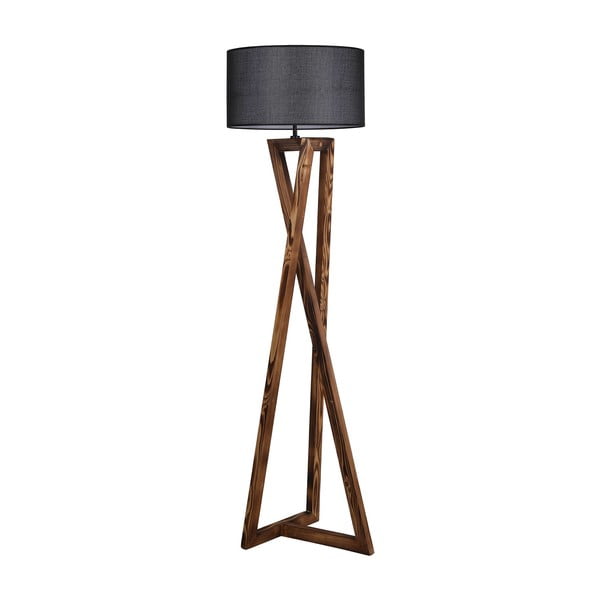 Lampadar negru/maro cu abajur textil (înălțime 149 cm) Maçka – Opviq lights