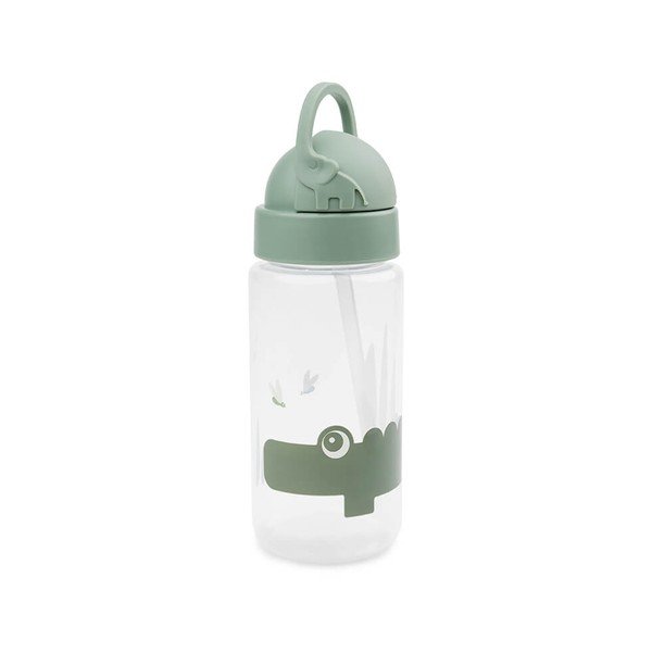 Sticlă cu pai verde pentru copii 0,35 l Croco - Done by Deer