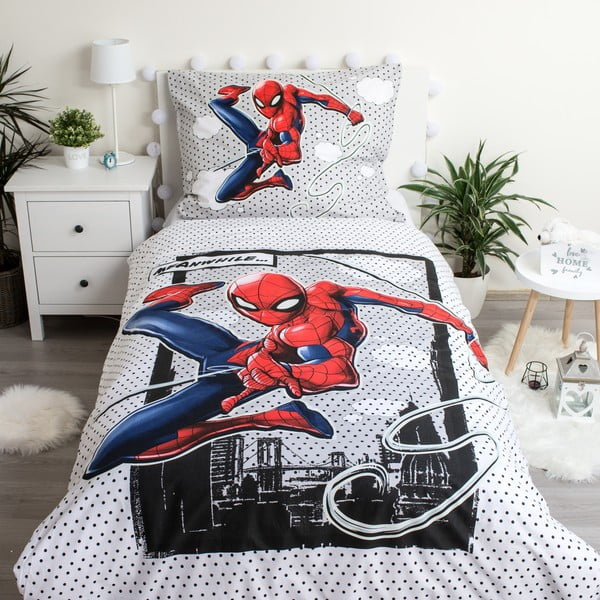 Lenjerie de pat pentru copii din bumbac fosforescentă  140x200 cm Spiderman - Jerry Fabrics-image-1