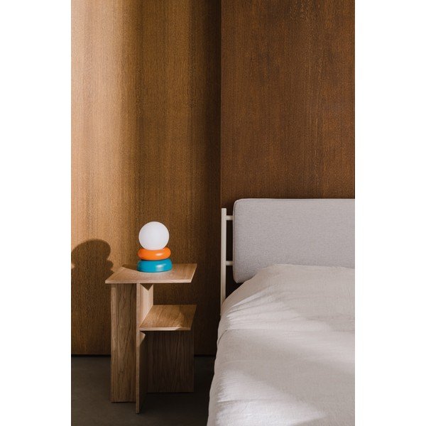 Veioză petrol/portocalie din lemn masiv cu abajur din sticlă (înălțime 24 cm) Otem – noo.ma-image-3