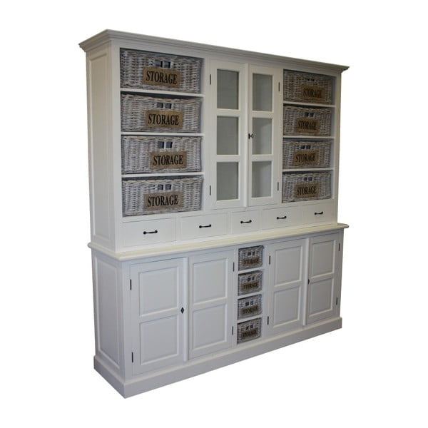 Cabinet din lemn de mango și cutii depozitare HSM Collection Julia, alb