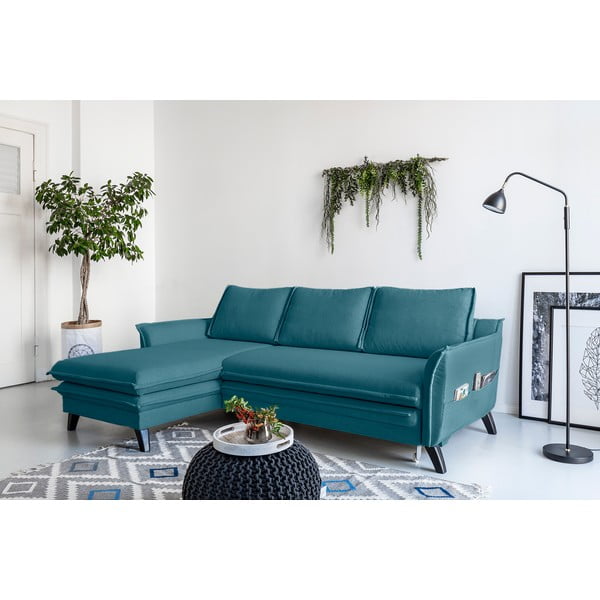 Colțar extensibil cu șezlong pe partea stângă Miuform Charming Charlie, turcoaz-image-1