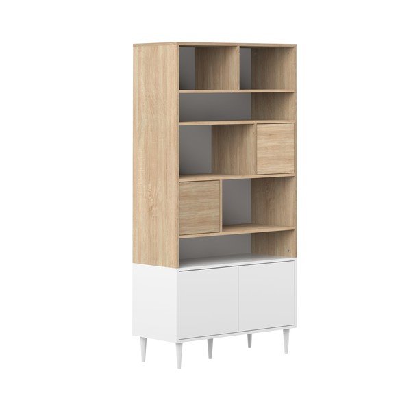 Bibliotecă albă din cu aspect de stejar 90x180 cm Horizon - TemaHome -image-2