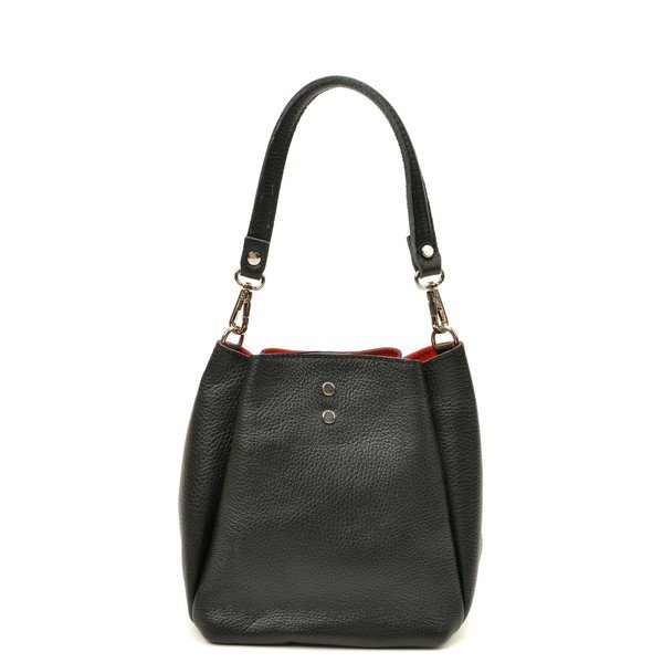 Geantă bucket din piele Luisa Vannini, 20 x 26 cm, negru-image-1