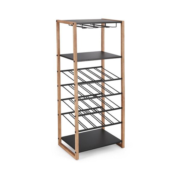 Dulap vinotecă negru/în culoare naturală din metal număr de sticle 20, 50x122x35 cm Isaac – Yes Everyday-image-2
