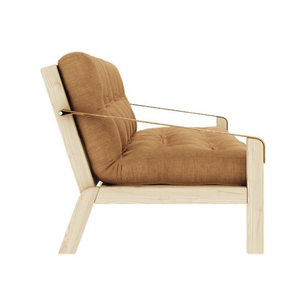 Canapea galben-muștar extensibilă cu tapițerie din catifea reiată  204 cm Poetry – Karup Design-image-1
