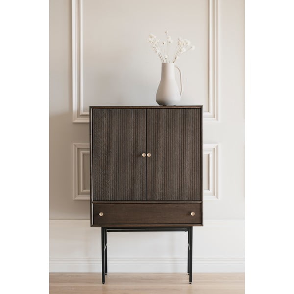 Comodă din furnir de stejar Rowico Clearbrook, lățime 79 cm, maro-image-1