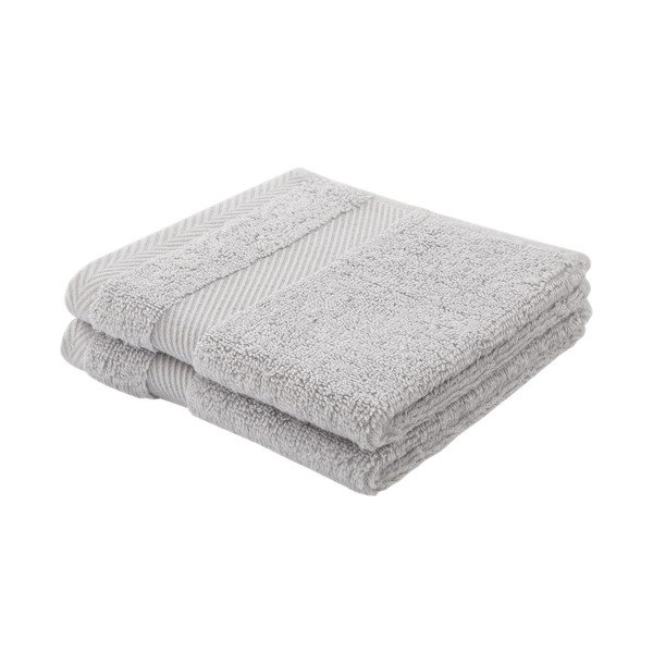 Prosop din bumbac gri deschis cu amestec de mătase 30x30 cm - Bianca