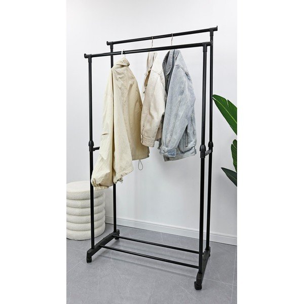 Suport pentru haine negru cu roți din metal 80x160x42 cm Roald – Yes Everyday-image-1