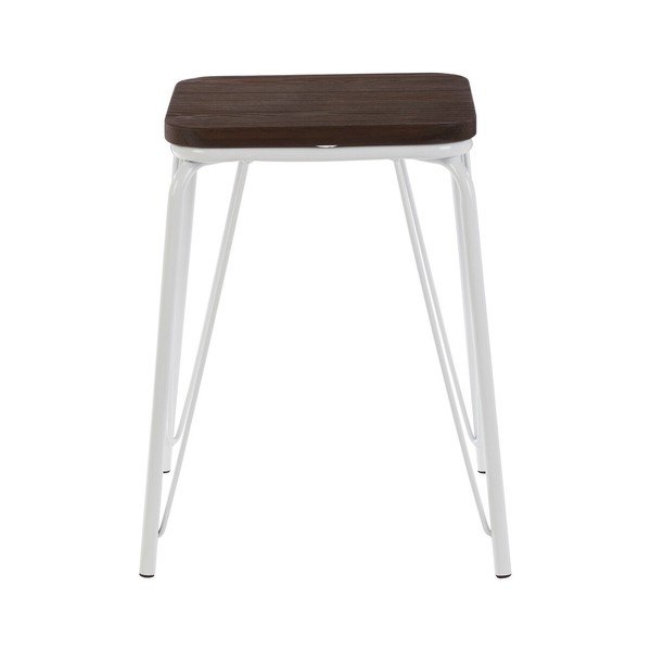 Scaun tip taburet alb/în culoare naturală închisă din lemn de ulm District – Premier Housewares-image-2